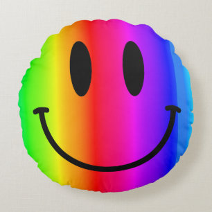 Coussins Ronds Carreau rond de visage d'arc-en-ciel