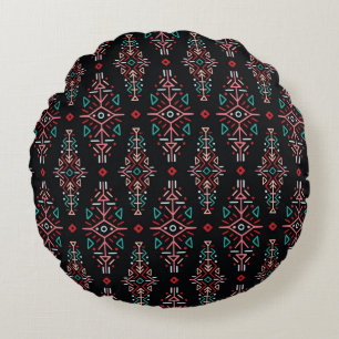 Coussins Ronds Carreaux Boho ethniques : Motif Vintage sans coutu