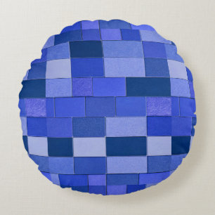 Coussins Ronds Carreaux de mosaïque bleus