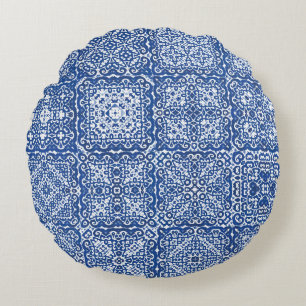 Coussins Ronds Carreaux en azulejos décoratifs en céramique. de c