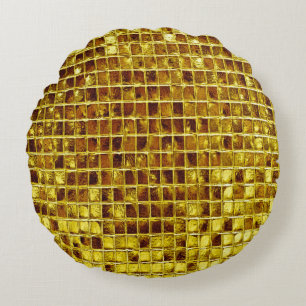 Coussins Ronds Carreaux en mosaïque d'or Elégant luxe moderne
