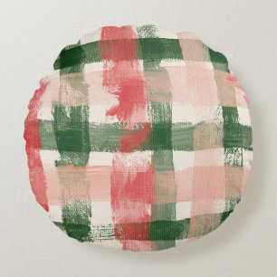 Coussins Ronds Carreaux rose rouge vert Carreaux blancs rayures