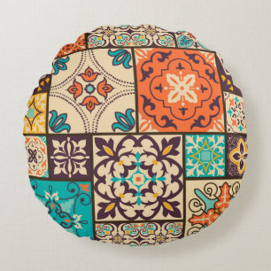 Coussins Ronds Carrelage en mosaïque colorée avec Islam, Arabi