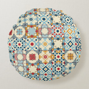 Coussins Ronds Carrelage marocain, motif sans couture colorée.