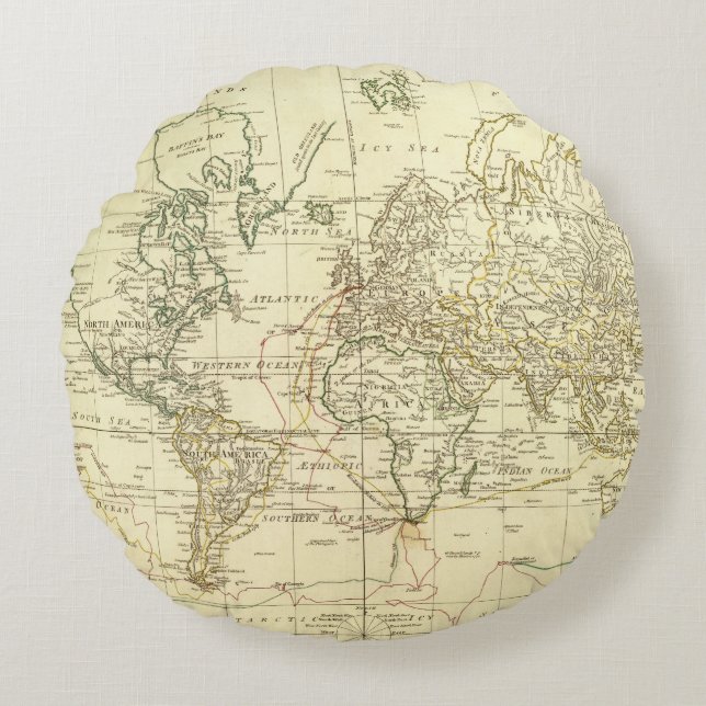 Coussins Ronds Carte 5 du monde (Devant)