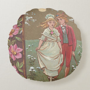 Coussins Ronds Carte de la Saint-Valentin antique romantique, 187