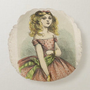 Coussins Ronds Carte de la Saint-Valentin romantique rétro, 19e s