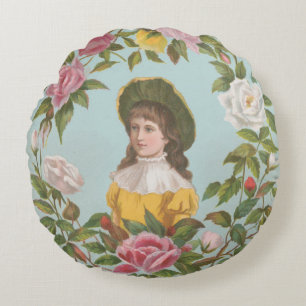 Coussins Ronds Carte de la Saint-Valentin vintage allemande kitsc