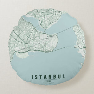 Coussins Ronds Carte de la ville d'Istanbul Turquie Notebook Desi