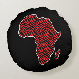 Coussins Ronds Carte de l'Afrique Fierté africaine Zèbre modèle