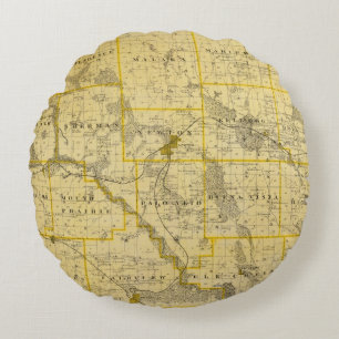 Coussins Ronds Carte du comté de Jasper, état de l'Iowa