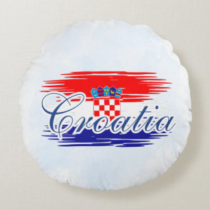 Coussins Ronds Carte du drapeau de la Croatie