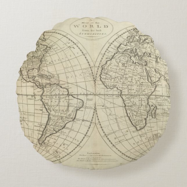 Coussins Ronds Carte du monde 2 2 (Devant)