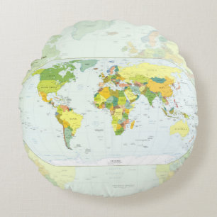 Coussins Ronds Carte du monde Atlas Poster Politique : Décoration