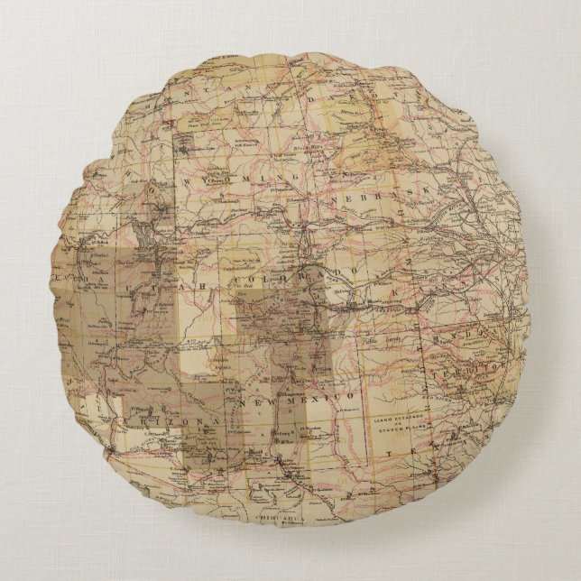 Coussins Ronds Carte du progrès 1878 des enquêtes géographiques 2 (Devant)