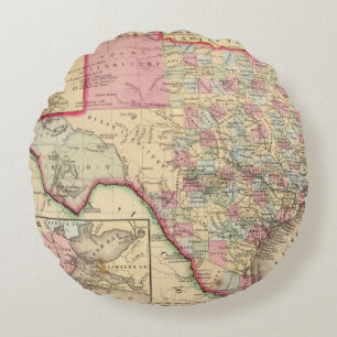 Coussins Ronds Carte du Texas par Mitchell
