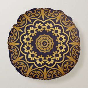 Coussins Ronds Carte Invitation vintage avec motif Mandala. Déco