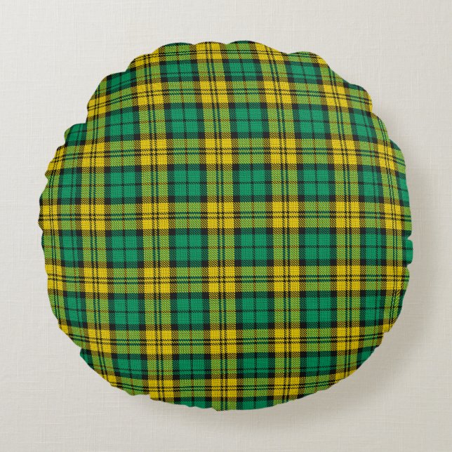 Coussins Ronds Carte Tartan Campbell Blackwatch jaune vert (Devant)