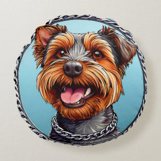 Coussins Ronds Cartoon Terrier Adorable Small Dog for Home Decor