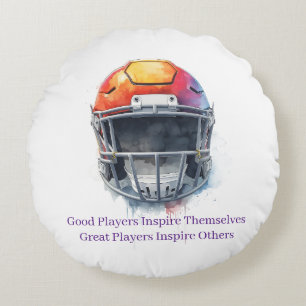 Coussins Ronds Casque de football motivationnel inspirant