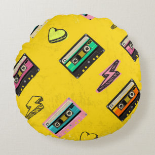 Coussins Ronds Cassette rétro : Design de Love Party des années 8