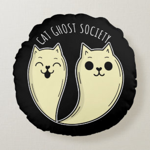 Coussins Ronds Cat Ghost Society Éffrayant Funny Pet Halloween