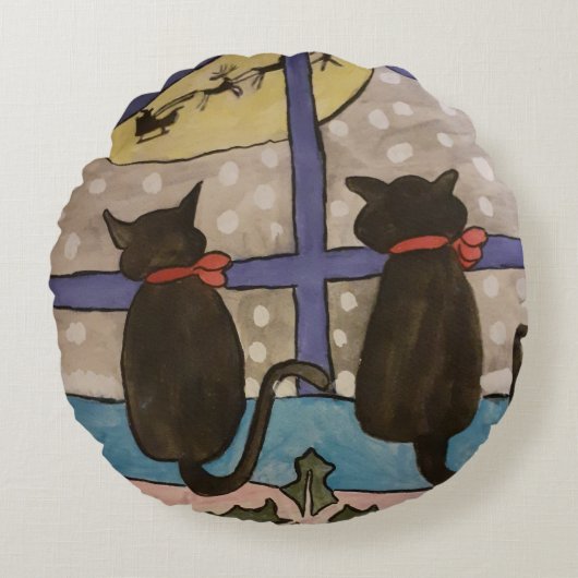 Coussins Ronds Cat noir Noir Cat Cushion rond (Devant)