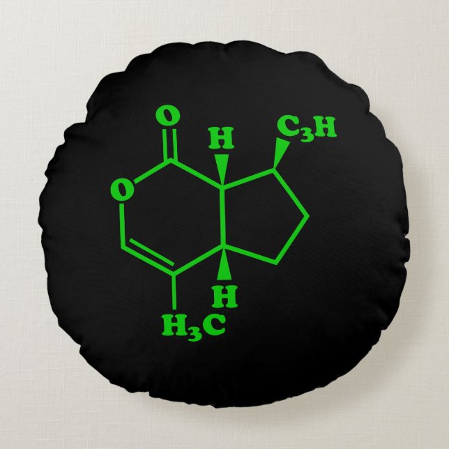 Coussins Ronds Catnip Nepetalactone Formule chimique moléculaire (Devant)