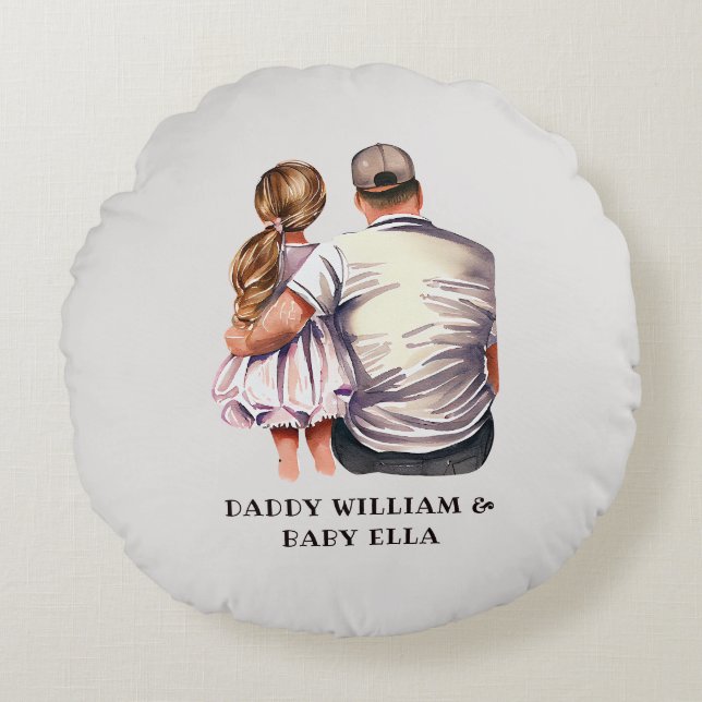 Coussins Ronds Caution père et fille (13) (Devant)