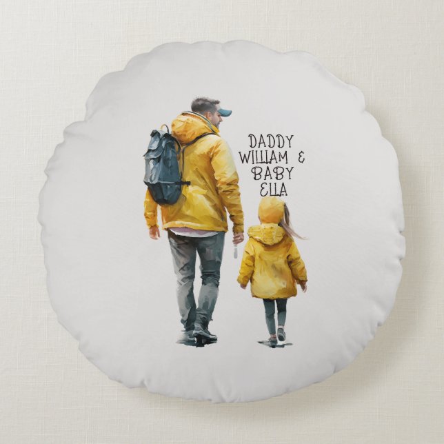 Coussins Ronds Caution père et fille (3) (Devant)