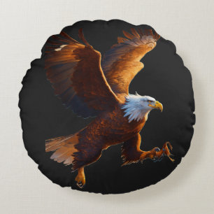 Coussins Ronds Cavalier du Grand Aigle sur les Plaines Mongoles –