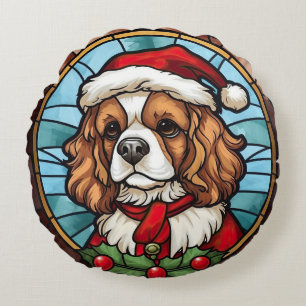 Coussins Ronds Cavalier King Charles Spaniel Verre Noël
