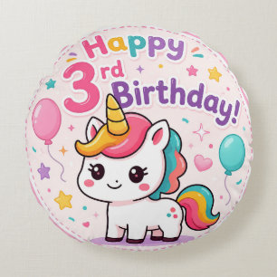 Coussins Ronds Célébration des 3 ans de la Licorne Magique