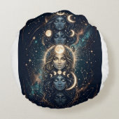 Coussins Ronds Celestial Moon Goddess Mystical (Dos)