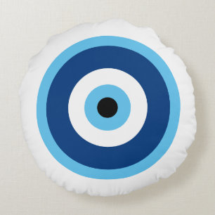 Coussins Ronds Cercle bleu et Motif pourpre