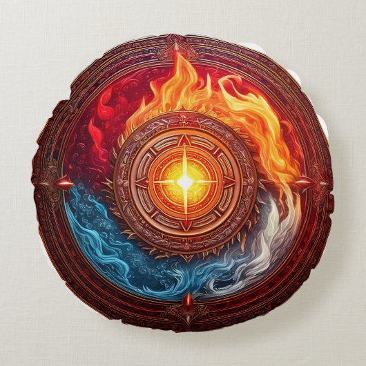 Coussins Ronds Cercle Élémentaire Du Pouvoir (Devant)