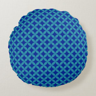 Coussins Ronds Cercle Rosette Lattice bleu bleu marine rétro
