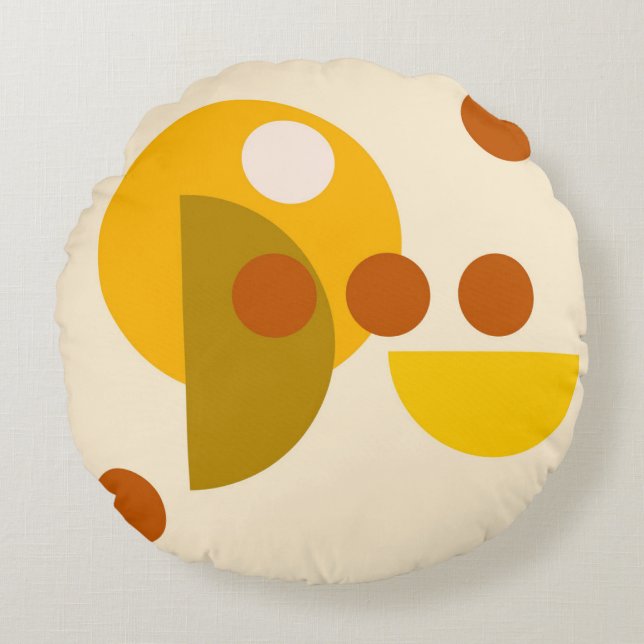 Coussins Ronds Cercles beige beige brun Abstrait points (Devant)