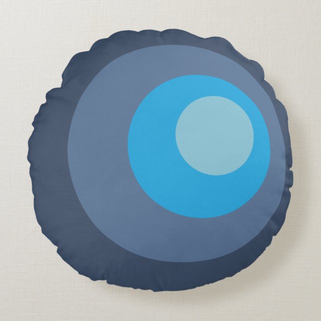 Coussins Ronds Cercles bleus rétro (Devant)