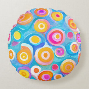 Coussins Ronds Cercles d'art Abstraits Couleurs vives Décor Fun