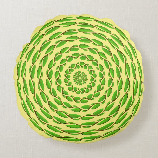 Coussins Ronds Cercles de feuilles concentrées par Kenneth Yoncic (Devant)