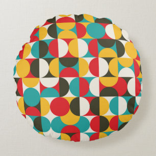Coussins Ronds Cercles rétro : Motif Hipster coloré.