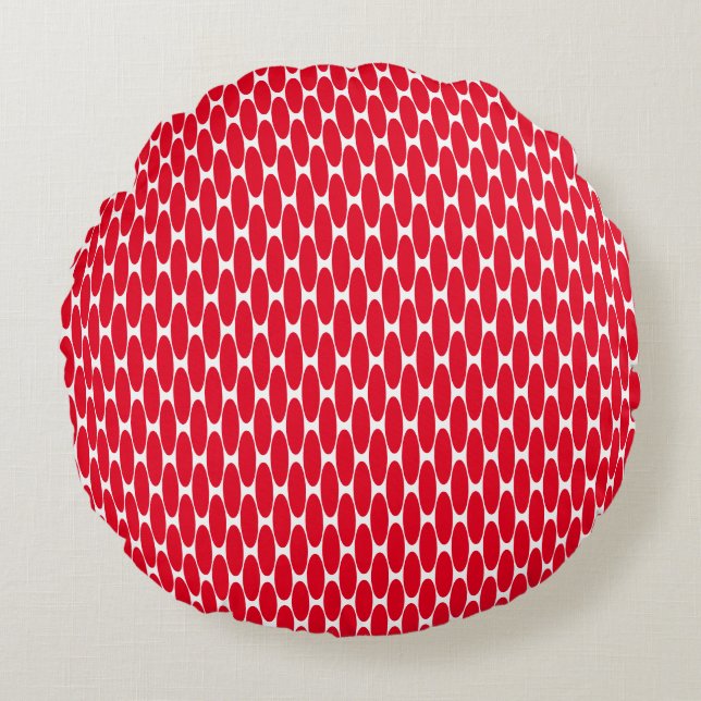 Coussins Ronds Cercles Rouges Motif Poche Ovale En Blanc Personna (Devant)