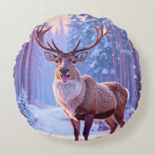 Coussins Ronds Cerf À Père Noël Coeur - Rindeer