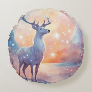 Coussins Ronds Cerf aux étoiles aquarelle pastel peinture