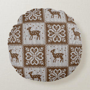 Coussins Ronds Cerfs d'hiver confits : motif vintage.