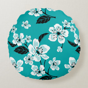 COUSSINS RONDS CERISIER EN FLEURS - MOTIF SAKURA SARCELLE