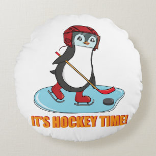 Coussins Ronds C'est le temps du hockey - mignon hockey sur glace