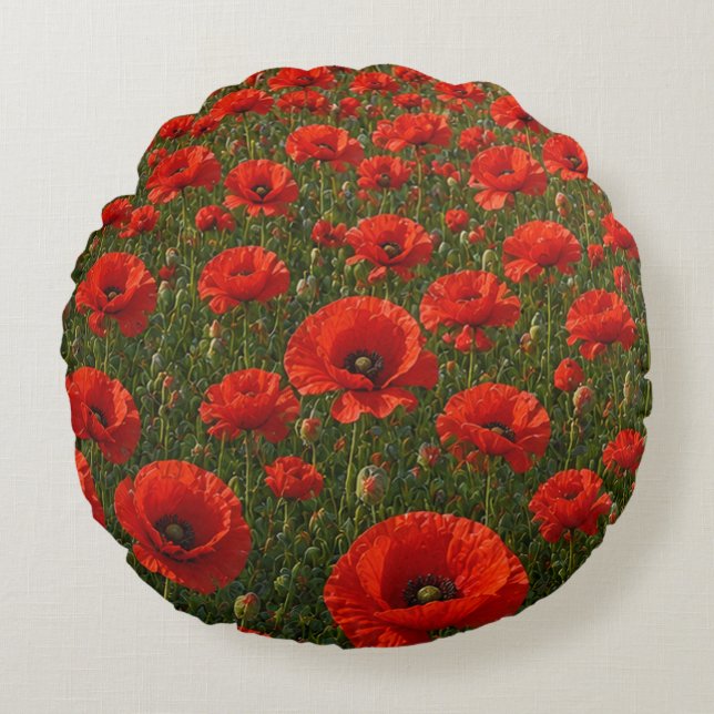 Coussins Ronds Champ de coquelicots   (Devant)
