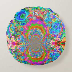 Coussins Ronds Champs de tournesol pour toujours - bleu